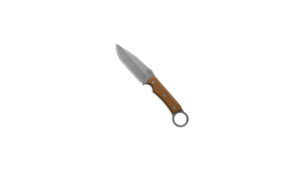 Mcnees McNees Knives Ringed Agent Fixed Blade Knife Coyote G-10 4.25" Stonewash, Tan, CPM-S90V, adult, BHQ-235989