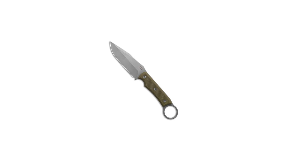 Mcnees McNees Knives Ringed Agent Fixed Blade Knife OD Green G-10 4.25" Stonewash, OD Green, CPM-S90V, adult, BHQ-235991
