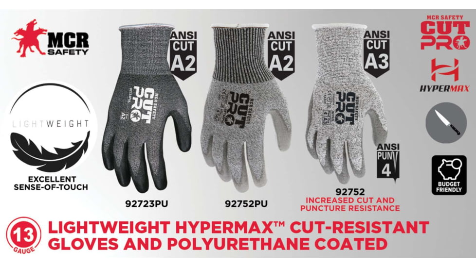 MCR Safety 13ga Hppt/fiberglass Shell, Pu Dip - 92752PUXXL