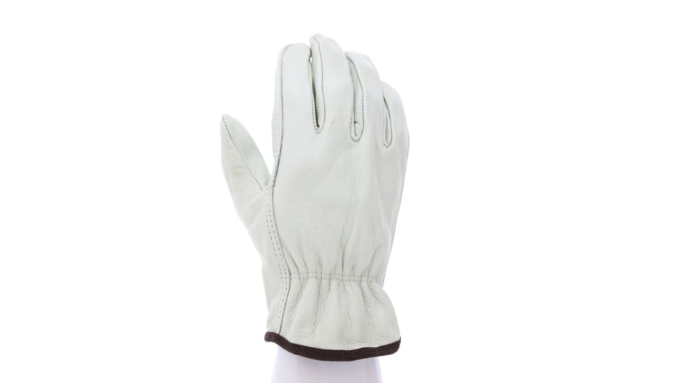 MCR Safety 3201INL Leather Drivers Work Gloves, Select Grade Unlined Grain Cow Leather, Straight Thumb, Beige, Large, 3201INL