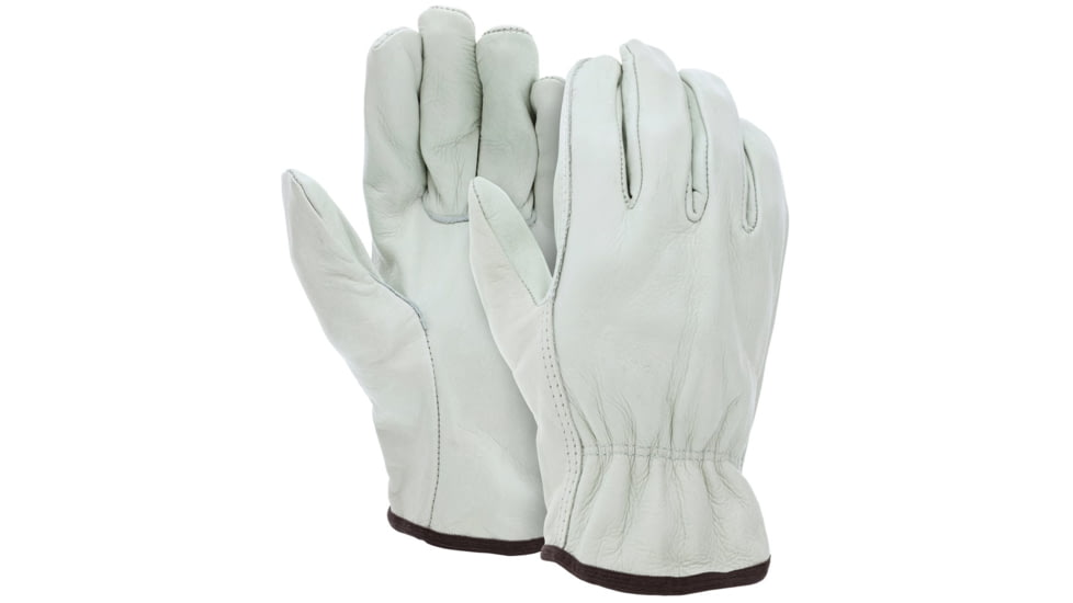 MCR Safety 3201INL Leather Drivers Work Gloves, Select Grade Unlined Grain Cow Leather, Straight Thumb, Beige, Large, 3201INL