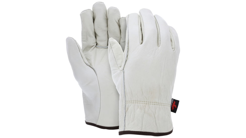MCR Safety 3201M Leather Drivers Work Gloves, Select Grade Unlined Grain Cow Leather, Straight Thumb, Beige, Medium, 3201M
