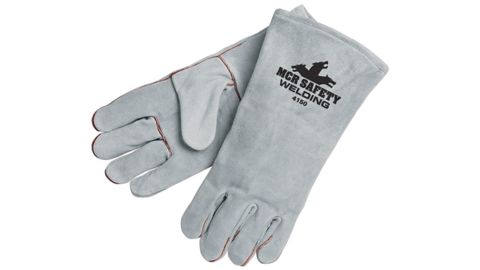 MCR Safety 4150LH Leather Welding Work Gloves, Shoulder Leather, Gray, X - Large, 4150LH