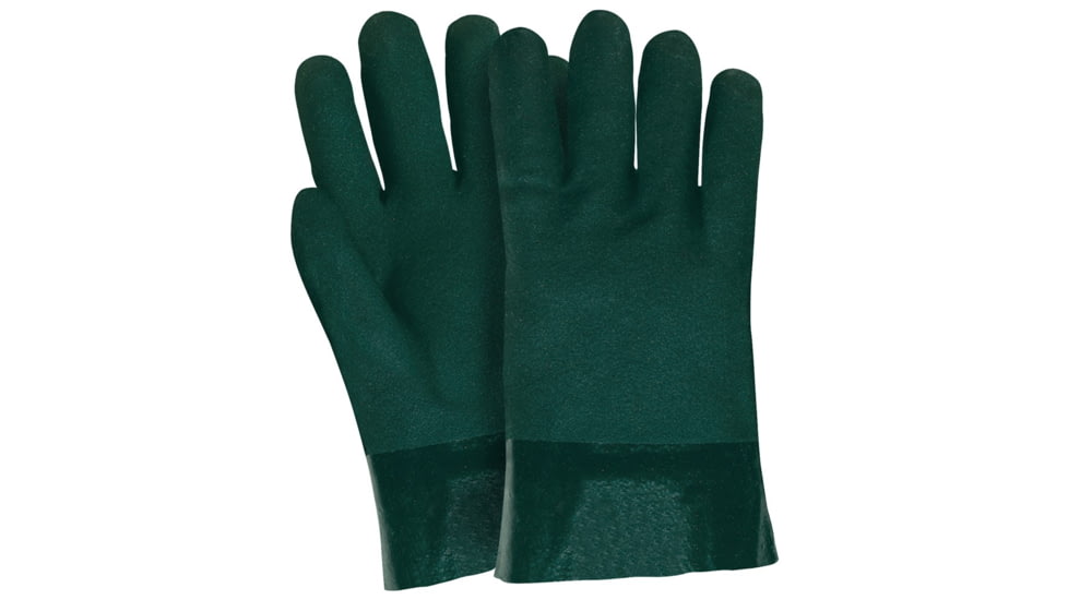 MCR Safety 6421 PVC Coated Work Gloves, Double Dipped with Sandy PVC, Soft Jersey Lining, Hunter Green, Large, 6421