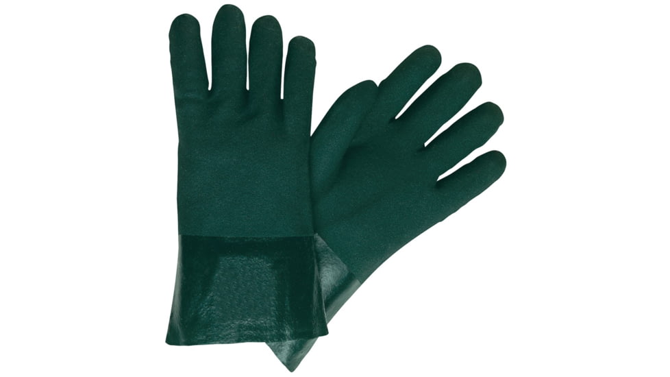 MCR Safety 6422 PVC Coated Work Gloves, Double Dipped with Sandy PVC, Soft Jersey Lining, Hunter Green, Large, 6422