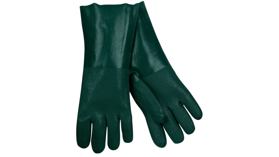 MCR Safety 6424 PVC Coated Work Gloves, Double Dipped with Sandy PVC, Soft Jersey Lining, Hunter Green, Large, 6424