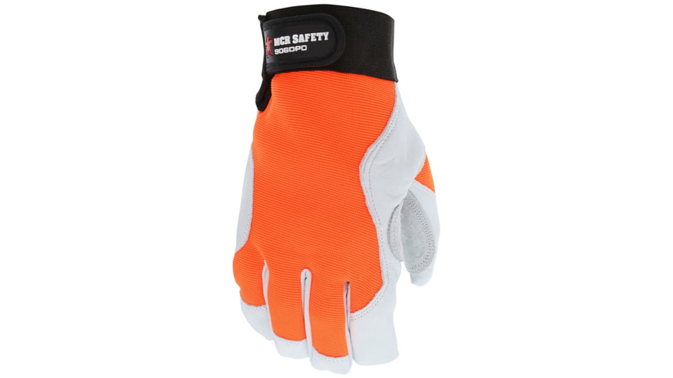 MCR Safety 906DPOM Mechanics Work Gloves, Rugged Grain Goatskin with Cowhide Double Palm, Reinforced Thumb Crotch, Spandex Back, White, Medium, 906DPOM