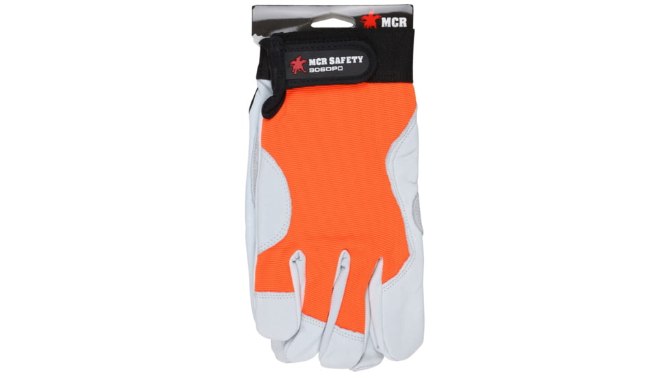 MCR Safety 906DPOM Mechanics Work Gloves, Rugged Grain Goatskin with Cowhide Double Palm, Reinforced Thumb Crotch, Spandex Back, White, Medium, 906DPOM