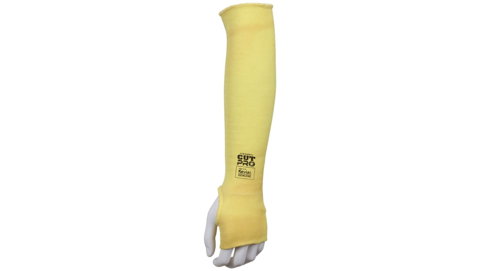 MCR Safety 9378TE Cut Pro Double Ply DuPont Kevlar Competitive Value Cut Resistant Sleeves, Thumb Slot, 18in x 2 1/4in, Yellow, One Size, 9378TE
