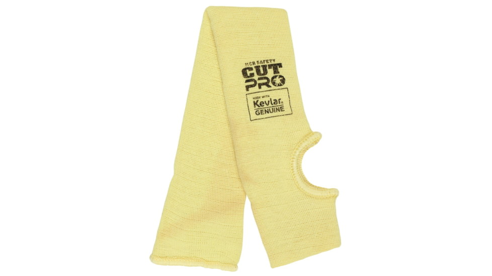 MCR Safety 9378TE Cut Pro Double Ply DuPont Kevlar Competitive Value Cut Resistant Sleeves, Thumb Slot, 18in x 2 1/4in, Yellow, One Size, 9378TE