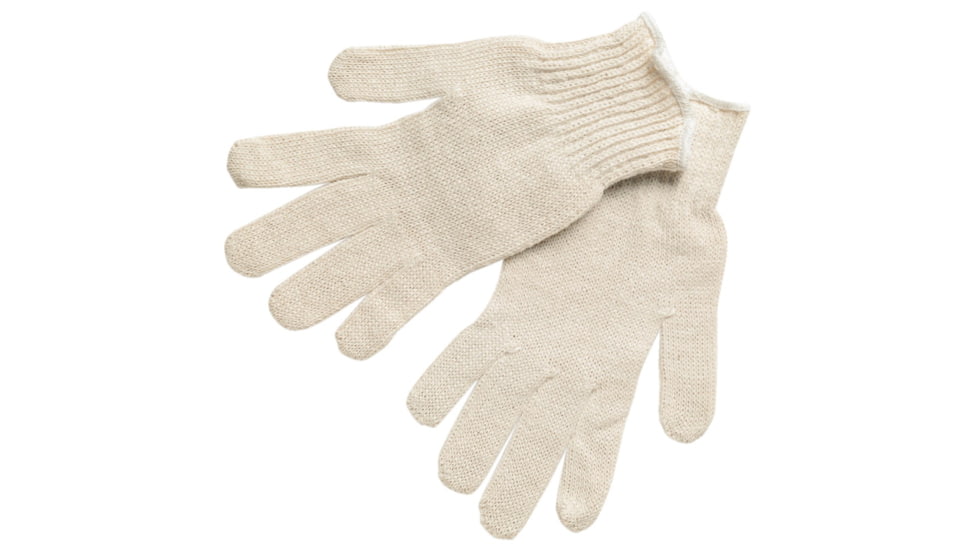 MCR Safety 9638M String Knit Work Gloves, 7 Gauge Regular Weight, Natural 60% Cotton 40% Polyester, Hemmed Cuff, Natural, Medium, 9638M