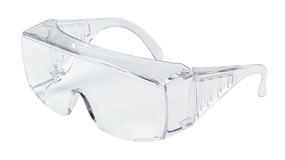 MCR Safety 98 Series XL Safety Glasses, Uncoated Lens, Larger Design for Over the Glass Use, 12 Pair Boxed, Clear, One Size, 9800XLB