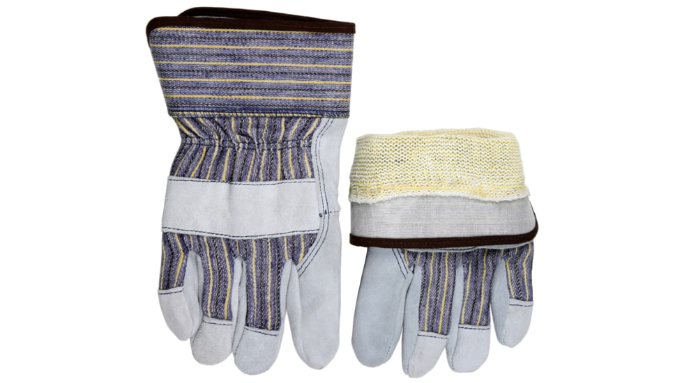 MCR Safety A Shoulder Leather Split Leather Palm Work Gloves, 2.5in Plasticized Safety Cuff, DuPont Kevlar Fiber Plaited Liner, Gray, Large, 1400KL