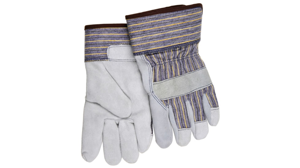 MCR Safety A Shoulder Leather Split Leather Palm Work Gloves, 2.5in Plasticized Safety Cuff, DuPont Kevlar Fiber Plaited Liner, Gray, Large, 1400KL