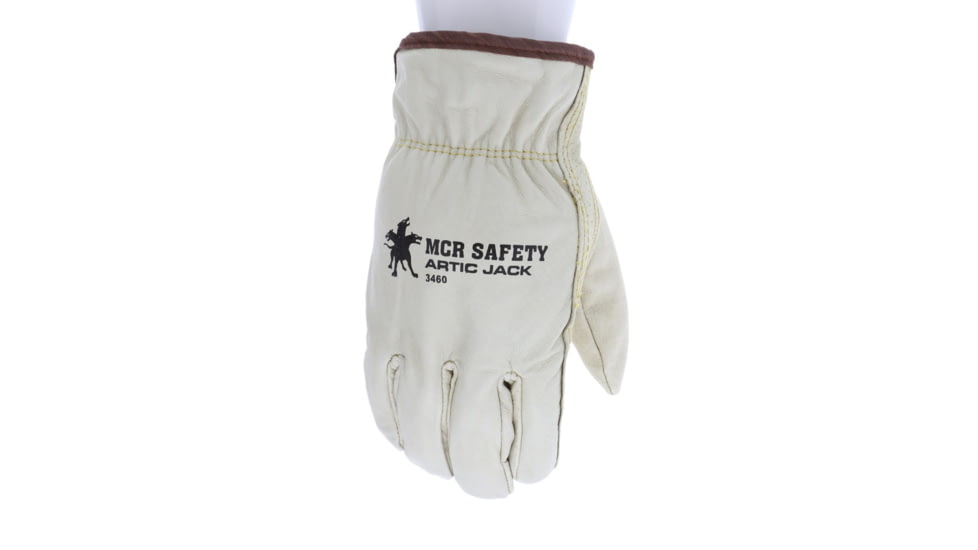 MCR Safety Artic Jack Leather Drivers Insulated Work Gloves, Premium Grain Pigskin Leather, Thermosock Lined and Keystone Thumb, Beige, Medium, 3460M