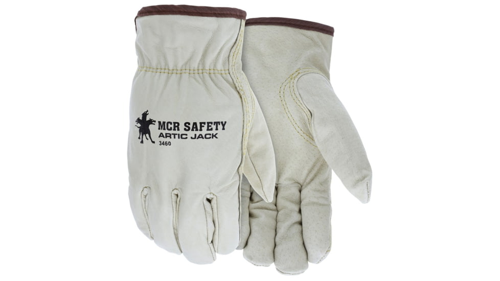 MCR Safety Artic Jack Leather Drivers Insulated Work Gloves, Premium Grain Pigskin Leather, Thermosock Lined and Keystone Thumb, Beige, Medium, 3460M