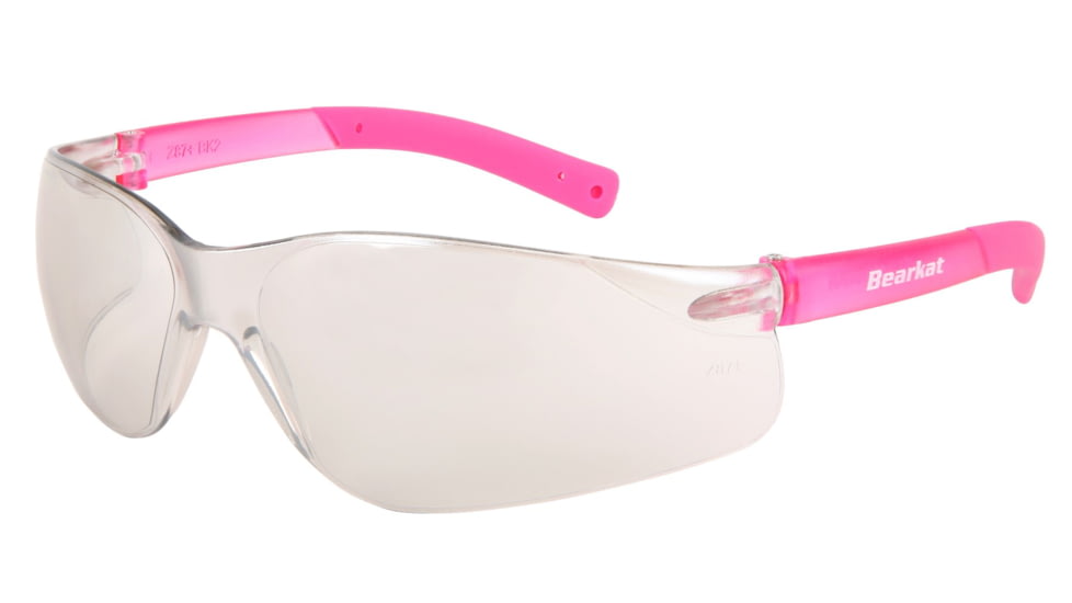 MCR Safety BearKat BK2 Series Safety Glasses, Soft Non-Slip Temple, I/O Clear Mirror Lens/ Pink Frame, One Size, BK229