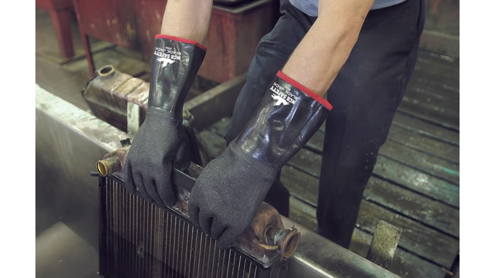 MCR Safety Black Jack Series Neoprene Coated Work Gloves, Multi-Dipped Etched Rough Neoprene, 14in Length Fully Coated, Foam Lining, Black, X - Large, 6944XL