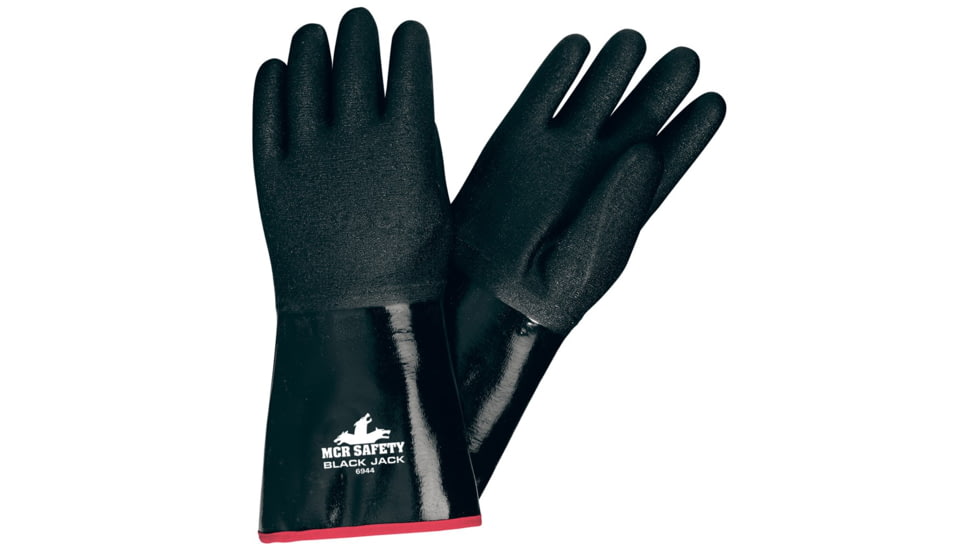 MCR Safety Black Jack Series Neoprene Coated Work Gloves, Multi-Dipped Etched Rough Neoprene, 14in Length Fully Coated, Foam Lining, Black, X - Large, 6944XL