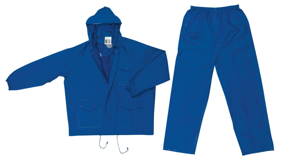 MCR Safety Challenger Series 2 Piece Waterproof Rain Suit, .18mm PVC/Nylon, Blue, 2X, 7032X2