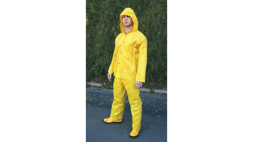 MCR Safety Challenger Series 2 Piece Waterproof Rain Suit, .18mm PVC/Nylon, Yellow, 2X, 7002X2