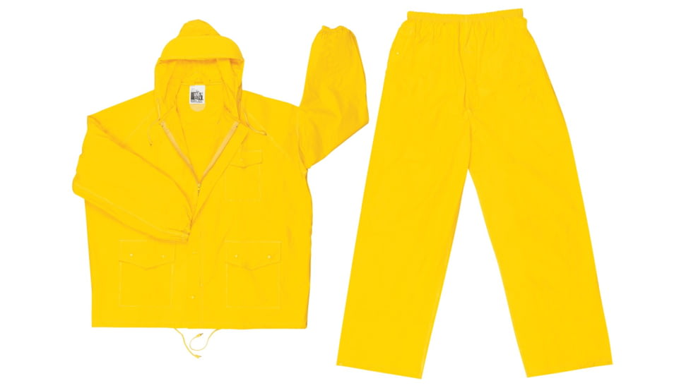 MCR Safety Challenger Series 2 Piece Waterproof Rain Suit, .18mm PVC/Nylon, Yellow, 2X, 7002X2