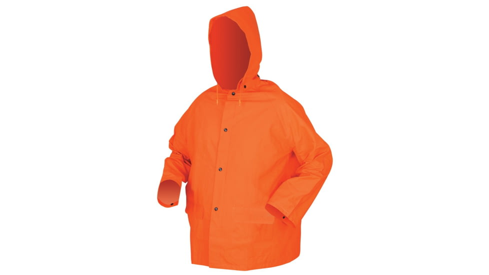 MCR Safety Classic Plus Series 3 Piece Waterproof Rain Suit, .35mm PVC/Poly, Corduroy Collar, Detachable Hood and Bib Pants, Orange, M, 2413M