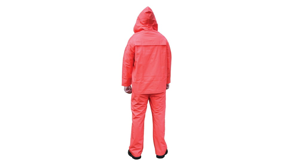 MCR Safety Classic Plus Series 3 Piece Waterproof Rain Suit, .35mm PVC/Poly, Corduroy Collar, Detachable Hood and Bib Pants, Orange, M, 2413M