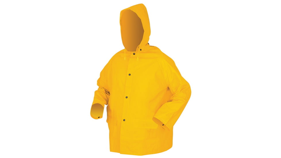 MCR Safety Classic Plus Series 3 Piece Waterproof Rain Suit, .35mm PVC/Poly, Corduroy Collar, Detachable Hood and Bib Pants, Yellow, M, 2403M