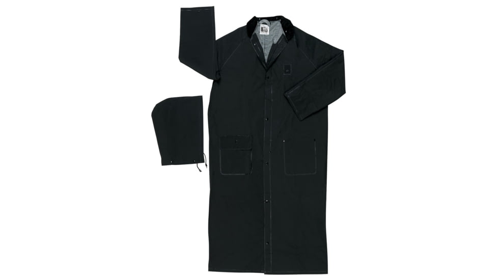 MCR Safety Classic Plus Series Waterproof Ankle Raincoat, .35mm PVC/Poly, Detachable Hood and Corduroy Collar, Black, XL, 267CXL