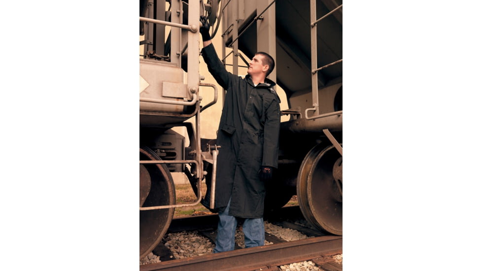 MCR Safety Classic Plus Series Waterproof Ankle Raincoat, .35mm PVC/Poly, Detachable Hood and Corduroy Collar, Black, XL, 267CXL