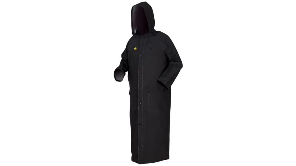 MCR Safety Classic Plus Series Waterproof Ankle Raincoat, .35mm PVC/Poly, Detachable Hood and Corduroy Collar, Limited Flammability, Black, XL, FR267CXL