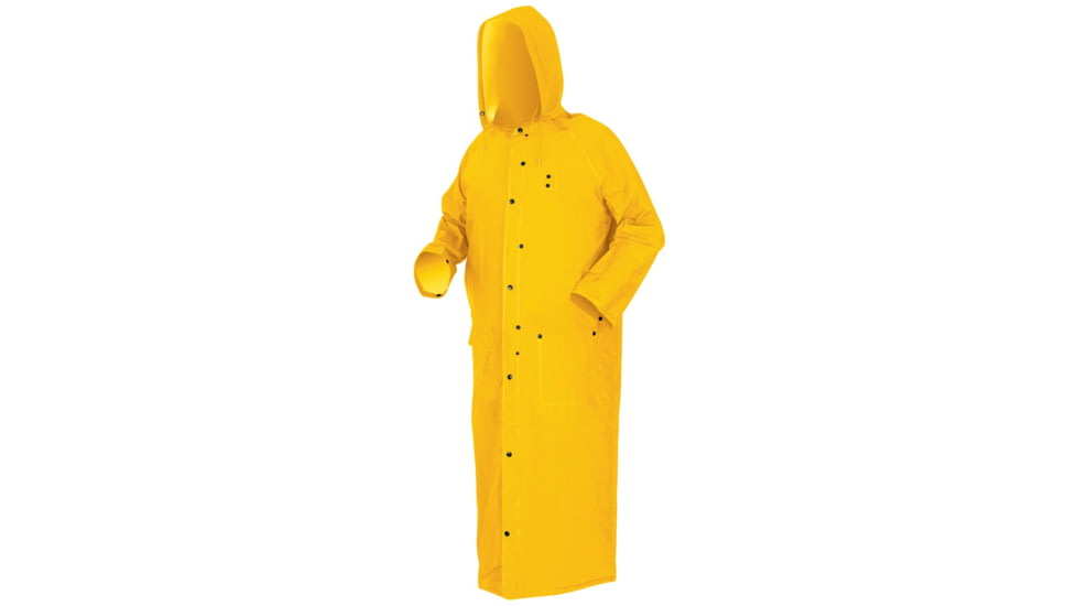 MCR Safety Classic Plus Series Waterproof Ankle Raincoat, .35mm PVC/Poly, Detachable Hood and Corduroy Collar, Yellow, S, 260CS