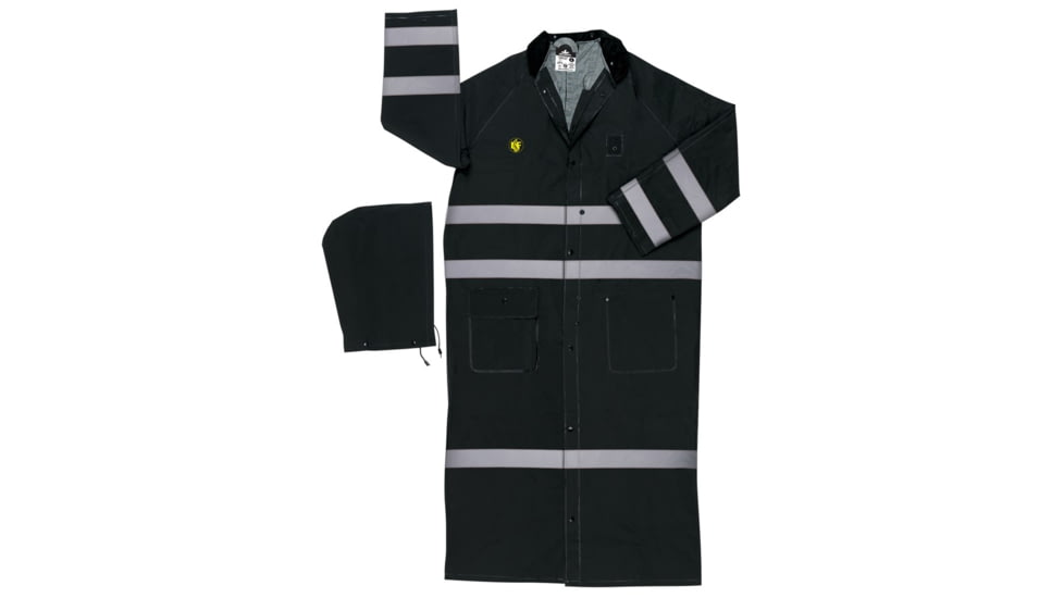 MCR Safety Classic Plus Series Waterproof Ankle Raincoat, .35mm PVC/Poly, Limited Flammability, Black, M, FR267CRM