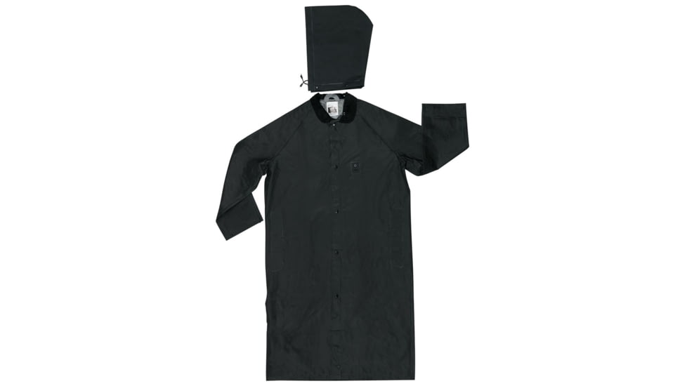 MCR Safety Classic Plus Series Waterproof Raincoat, .35mm PVC/Poly, Detachable Hood and Corduroy Collar, Black, 4X, 247CX4