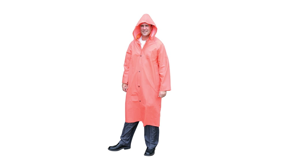 MCR Safety Classic Plus Series Waterproof Raincoat, .35mm PVC/Poly, Detachable Hood and Corduroy Collar, Orange, 5X, 241CX5