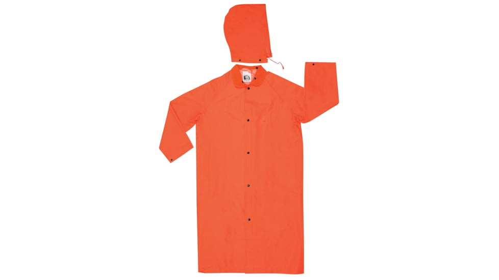 MCR Safety Classic Plus Series Waterproof Raincoat, .35mm PVC/Poly, Detachable Hood and Corduroy Collar, Orange, 5X, 241CX5