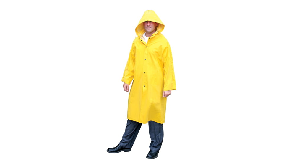 MCR Safety Classic Plus Series Waterproof Raincoat, .35mm PVC/Poly, Detachable Hood and Corduroy Collar, Yellow, S, 240CS