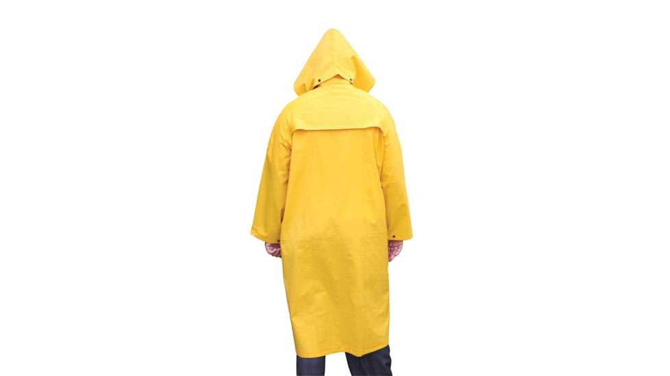 MCR Safety Classic Plus Series Waterproof Raincoat, .35mm PVC/Poly, Detachable Hood and Corduroy Collar, Yellow, S, 240CS