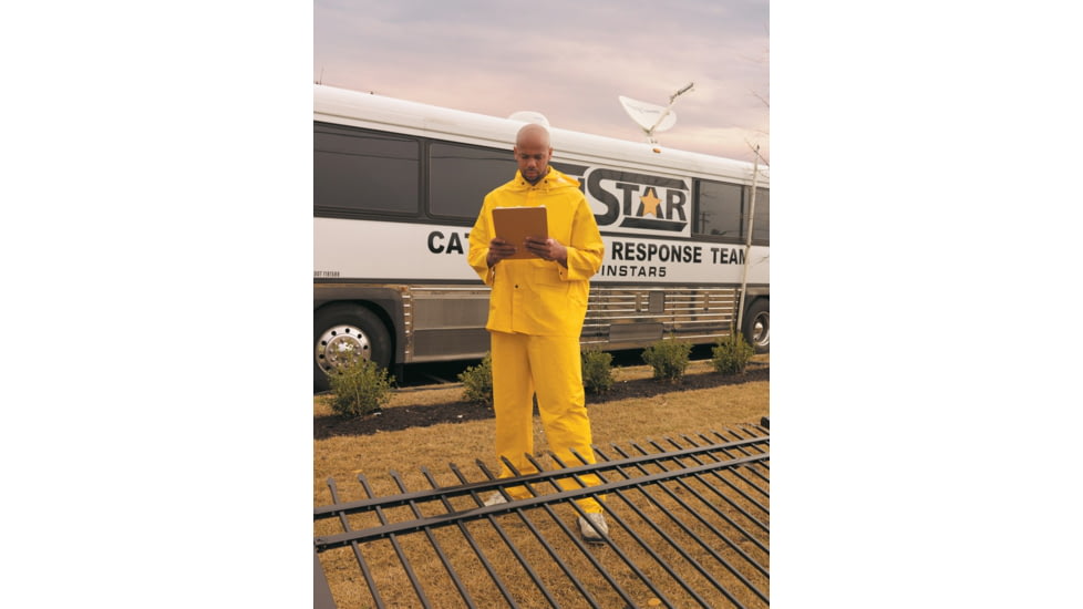 MCR Safety Classic Series 3 Piece Waterproof Rain Suit, .35mm PVC/Poly, Bib Rain Pant with Fly Front, Yellow, 4X, 2003X4