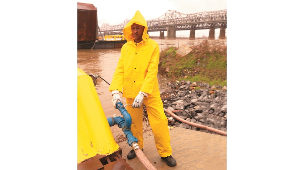 MCR Safety Classic Series 3 Piece Waterproof Rain Suit, .35mm PVC/Poly, Bib Rain Pant with Fly Front, Yellow, 4X, 2003X4