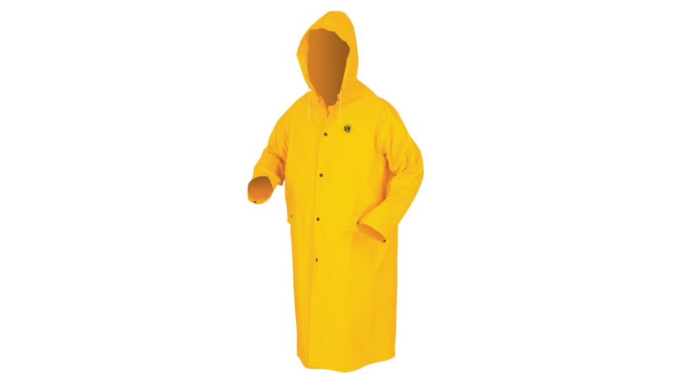 MCR Safety Classic Series Waterproof Raincoat, PVC/Poly, Detachable Hood, Limited Flammability, Yellow, L, FR200CL