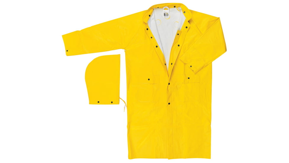 MCR Safety Commodore Series 2 Piece Waterproof Raincoat, PVC/Non-Woven Poly/Nylon, Detachable Hood, Yellow, 2X, 600CX2