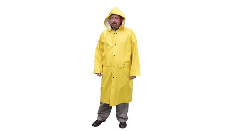 MCR Safety Commodore Series 2 Piece Waterproof Raincoat, PVC/Non-Woven Poly/Nylon, Detachable Hood, Yellow, 2X, 600CX2