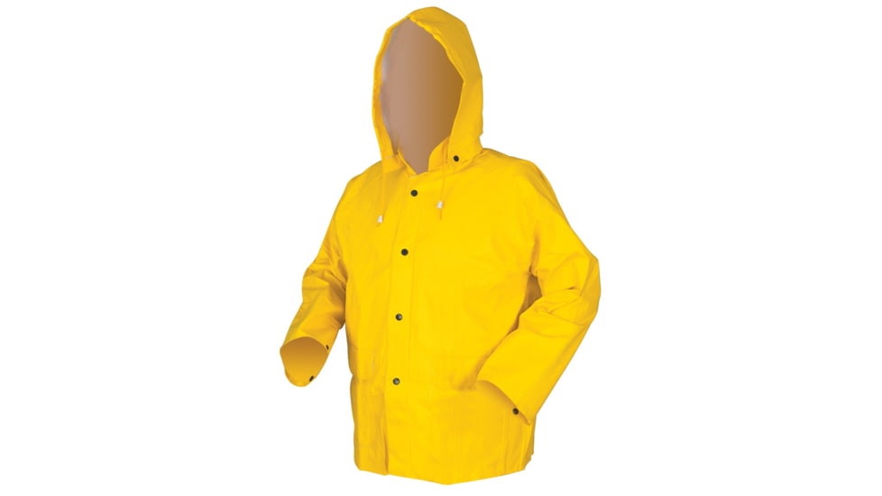 MCR Safety Commodore Series 3 Piece Waterproof Rain Suit, PVC/Non-Woven Poly/Nylon, Rain Jacket, Detachable Hood and Bib Pants, Yellow, L, 6003L