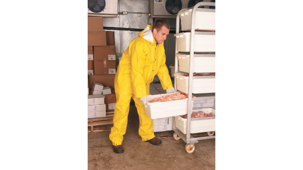 MCR Safety Commodore Series 3 Piece Waterproof Rain Suit, PVC/Non-Woven Poly/Nylon, Rain Jacket, Detachable Hood and Bib Pants, Yellow, L, 6003L