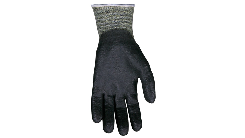 MCR Safety Cut Pro 10 Gauge Kevlar/Steel Shell Cut Resistant Work Gloves, HPT Coated Palm and Fingertips, Black/Green, Small, 9389PVS