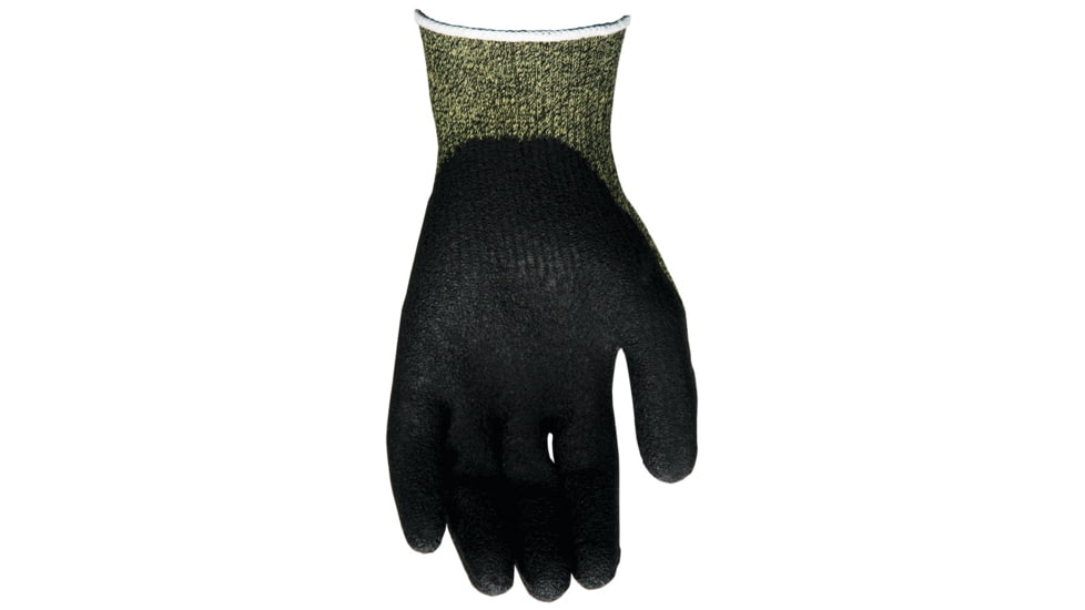 MCR Safety Cut Pro 13 Gauge Kevlar/Steel Shell Cut Resistant Work Gloves, Latex Coated Palm and Fingertips, Black/Green, X - Large, 9389XL