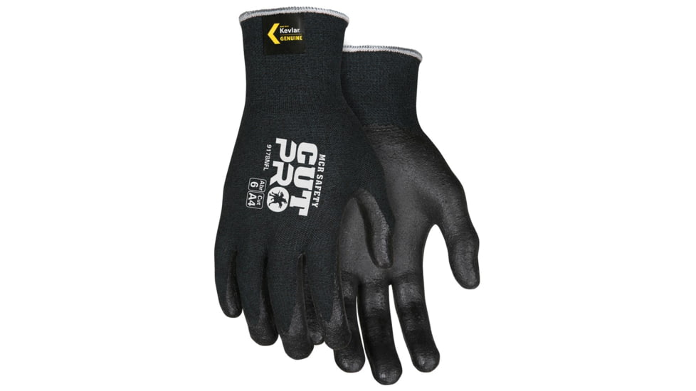 MCR Safety Cut Pro 13 Gauge Kevlar/Synthetic Shell Cut Resistant Work Gloves, Nitrile Foam Coated Palm and Fingertips, Black, Small, 9178NFS