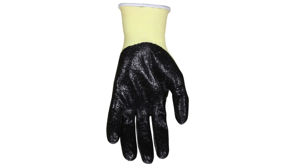 MCR Safety Cut Pro 15 Gauge Stretch Kevlar Shell Cut Resistant Work Gloves, Textured Nitrile Coated Palm and Fingertips, Black/Yellow, XX - Large, 9693XXL